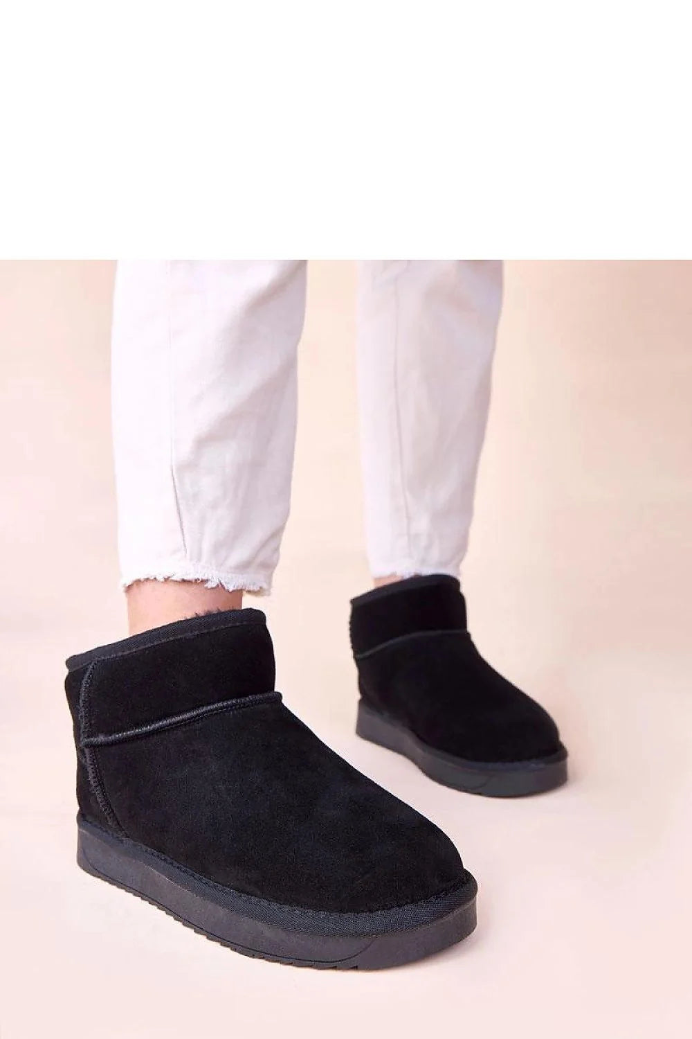 bottes neige femmes noires daim naturel Besia Gemre bottines cheville suède bout rond semelle antidérapante doublure fourrée isolante confort chaud