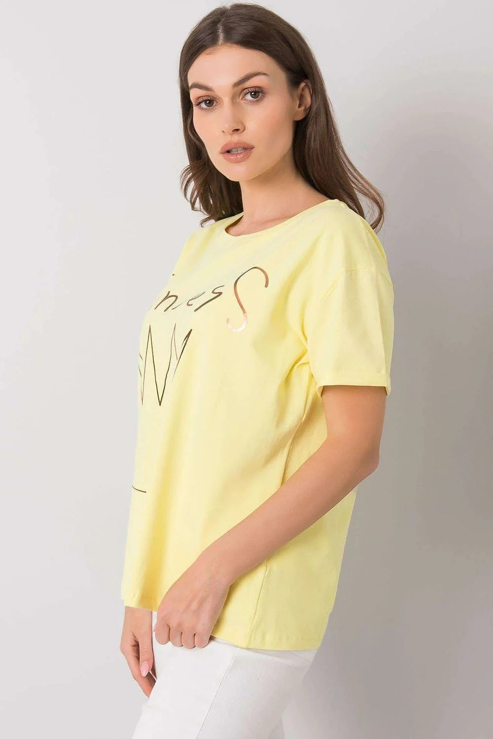 T-shirt Fancy pour femme, style décontracté, coupe ample, manches courtes, encolure ronde, impression graphique Princess, coton 95% lycra 5%, bleu clair, finitions épurées, mode Casual
