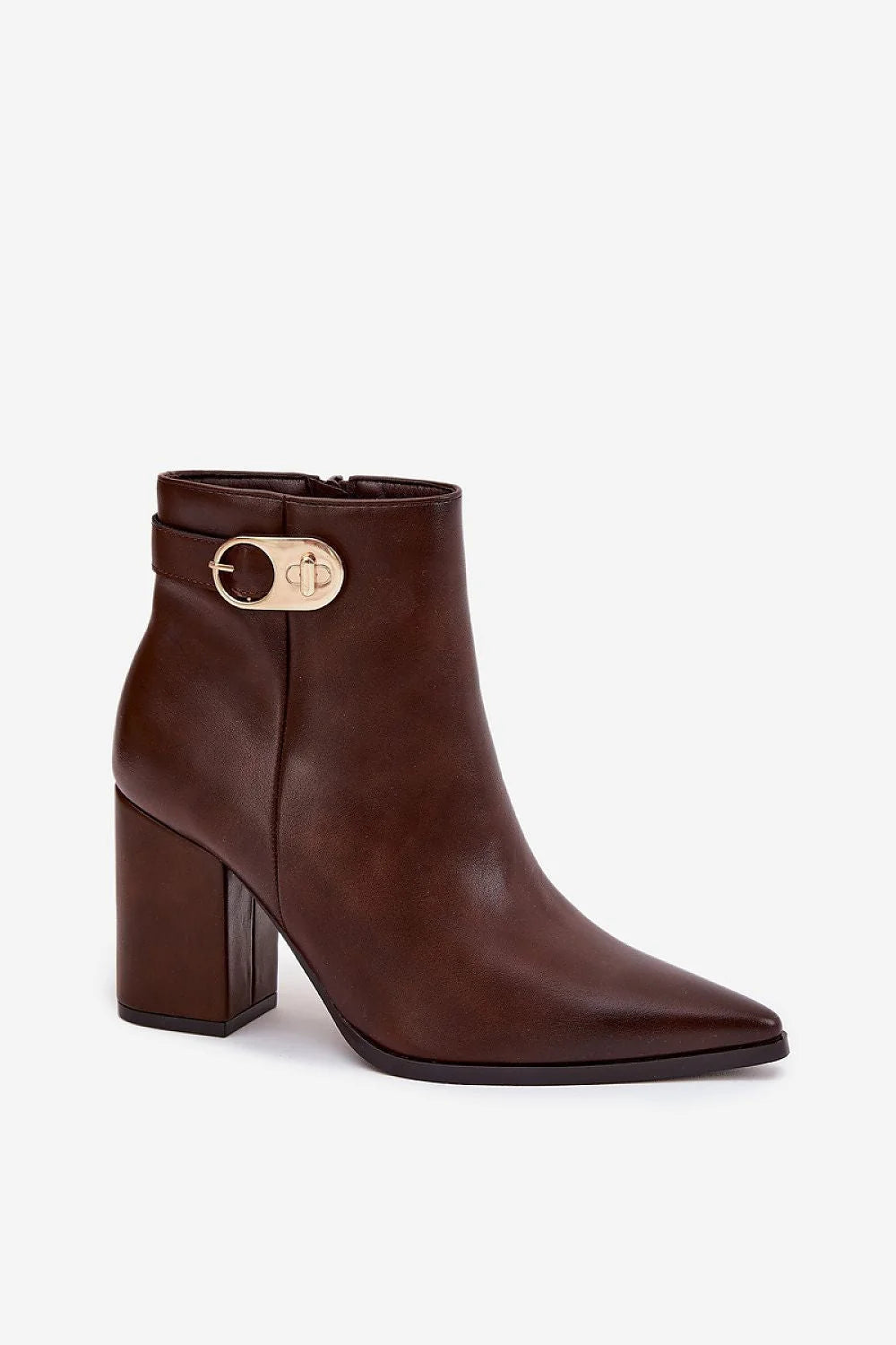 bottes talons femmes cuir écologique fermeture éclair bouts pointus allongeantes colonne 9cm stabilité confort sangle dorée élégance subtile polyvalente moderne