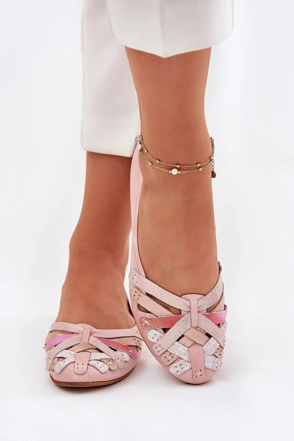 Ballerines Maciejka Rose Pastel Cuir Suedé Détails Floral Finitions Soignées Taille 36 Femme Confortable Style Élégant