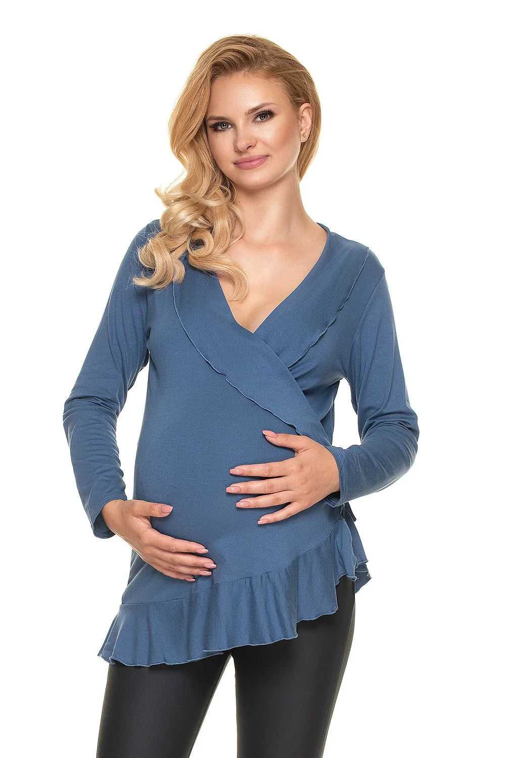 Top Maternité en Coton Noir Élégant et Confortable à Manches Longues pour Future Maman Chic