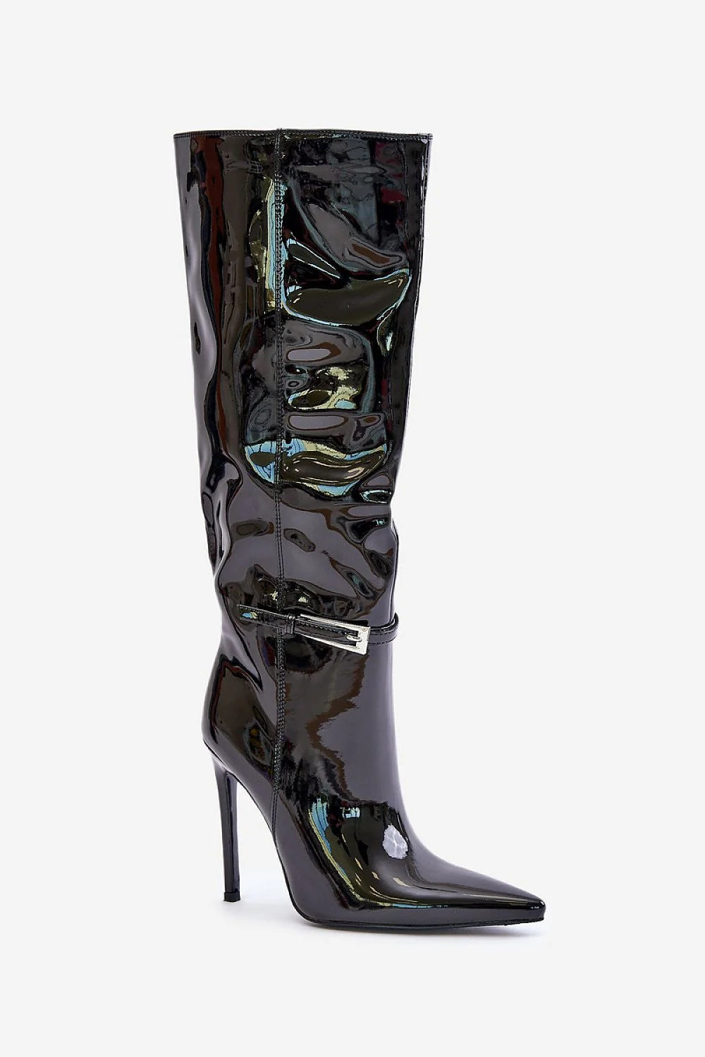 Bottes à talons aiguille femmes cuir verni noir style moderne élégant soirée ville occasion spéciale