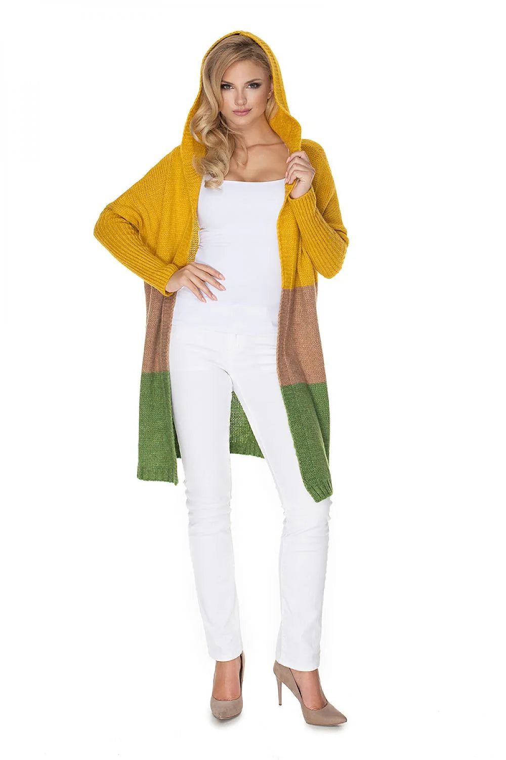 Cardigan tricot en laine coupe ample moderne blocs de couleur pastel pour femmes printemps automne