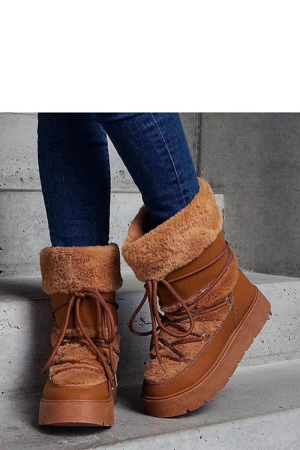 Bottes de neige pour femme style casual coupe mi-haute fourrure synthétique semelle caoutchouc durable marron caramel
