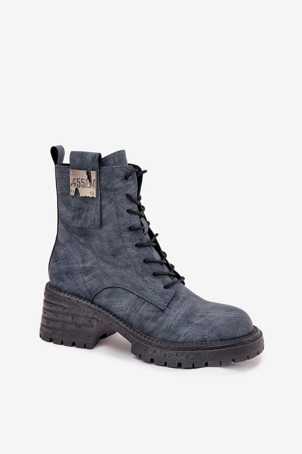 bottines femme gris anthracite suédine nubuck cuir naturel cheville militaire urbain lacets zip sangle boucle métallique semelle crantée