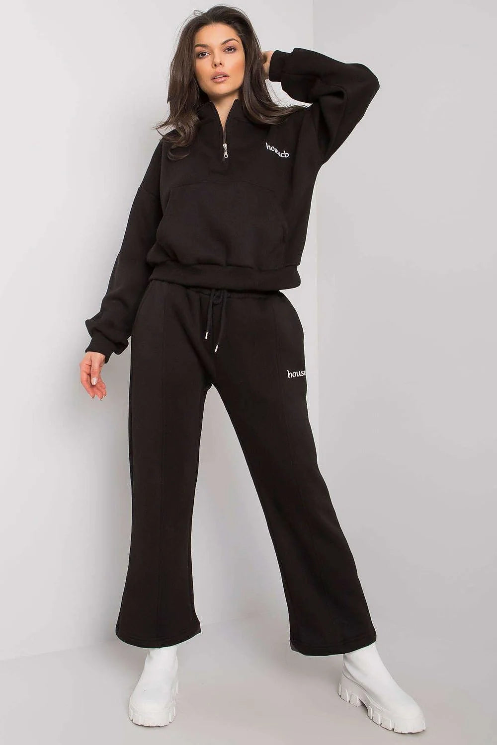Ensemble survêtement coton décontracté confortable vert vibrant col montant zippé pour femme moderne