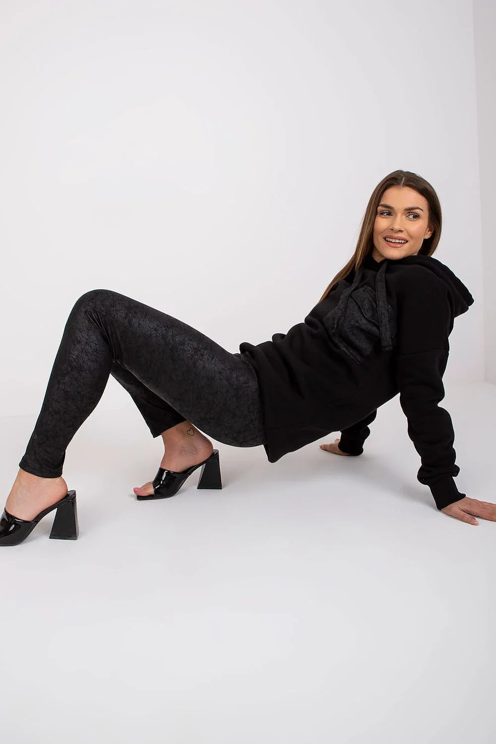 Ensemble de survêtement mode féminin sweat-shirt capuche leggings taille ajustée coton elasthanne polyester femme
