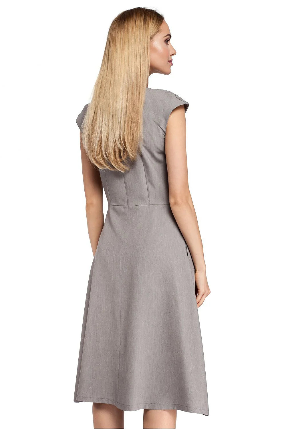 Robe élégante en polyester bleu foncé style classique chic pour femme moderne et sophistiquée