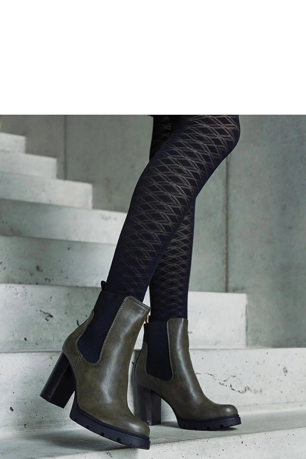 bottines chelsea femmes olive foncé simili cuir talon carré confortable semelle crantée antidérapante bout arrondi élastiques doublure chaude