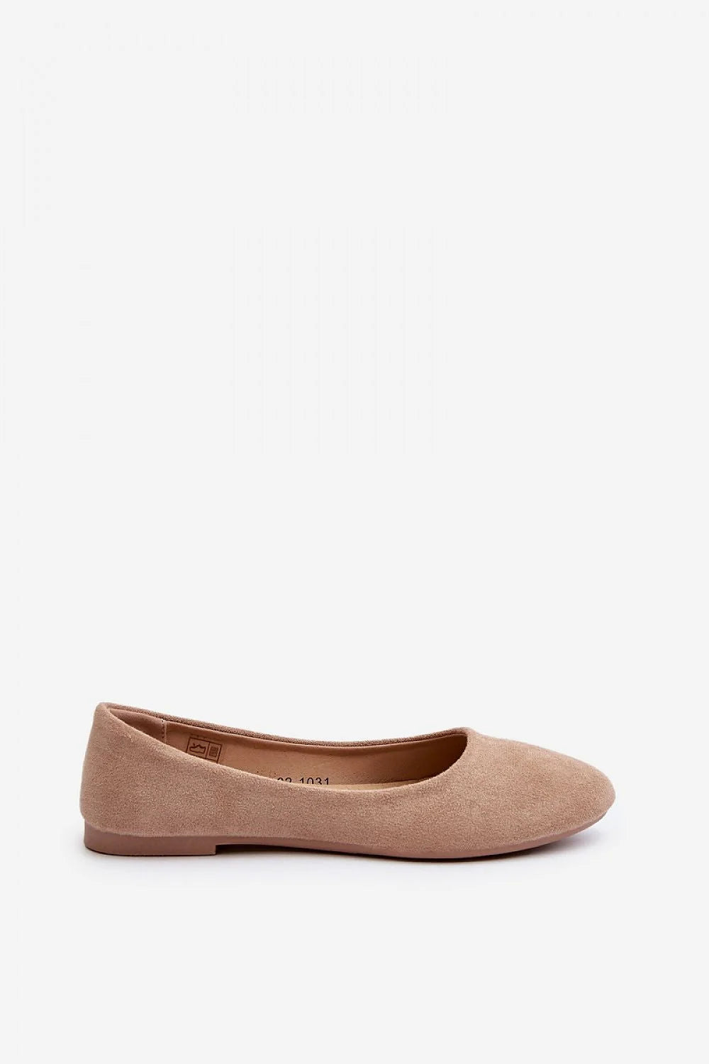 ballerines féminines élégantes minimalistes suédine beige confortables semelle intérieure cuir naturel douce veloutée bout rond coupe basse silhouette épurée raffinée