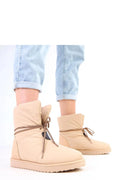 bottes neige Solea femme beige crème matelassées rembourrées lacet décoratif cheville basse slipon facile enfiler semelle crantée isolante