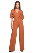 Combinaison polyester élégante et chic pour femme moderne couleur terre cuite manches chauve-souris