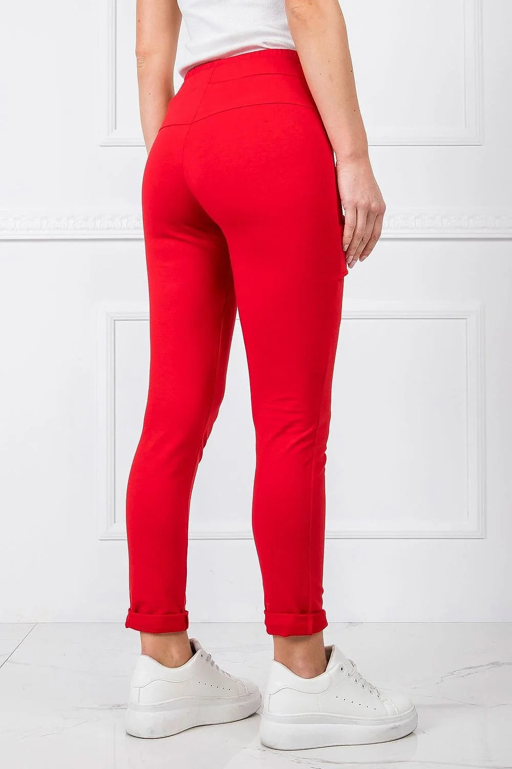Pantalon jogger femme rose pâle ajusté élasthanne coton taille élastiquée poches avant confortables occasion quotidienne