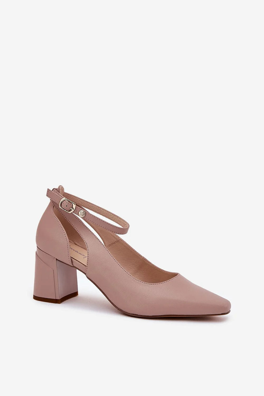 escarpins femme maciejka talon carré mihaut stable confortable ajustable bride cheville fine bout pointu similicuir lisse taupe semelle caoutchouc antidérapante