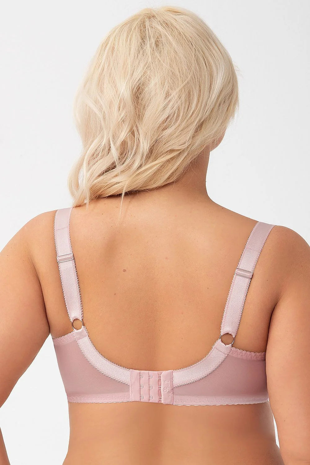 soutien gorge grande taille confort maintien bonnets profonds baleines latérales dentelle rose poudré tulle broderie florale bretelles réglables