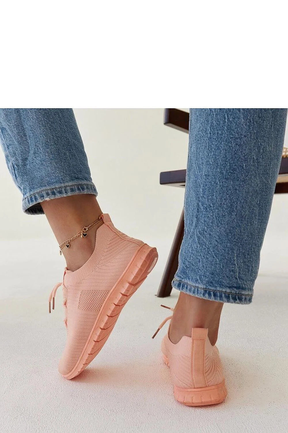 Baskets Confortables Design Moderne Tissu Respirant Semelle en Caoutchouc Couleur Pêche Pour Femmes Été Décontracté