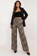 Pantalon femme en simili cuir imprimé léopard taille haute jambes droites style palazzo polyester elasthanne confortable élégant mode