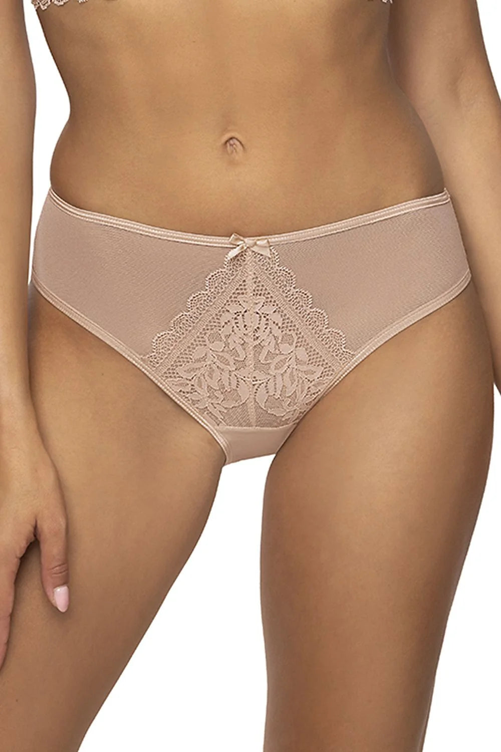 Culotte dentelle beige floral maille coton élasthanne polyamide taille ajustable femme romantique occasion spéciale