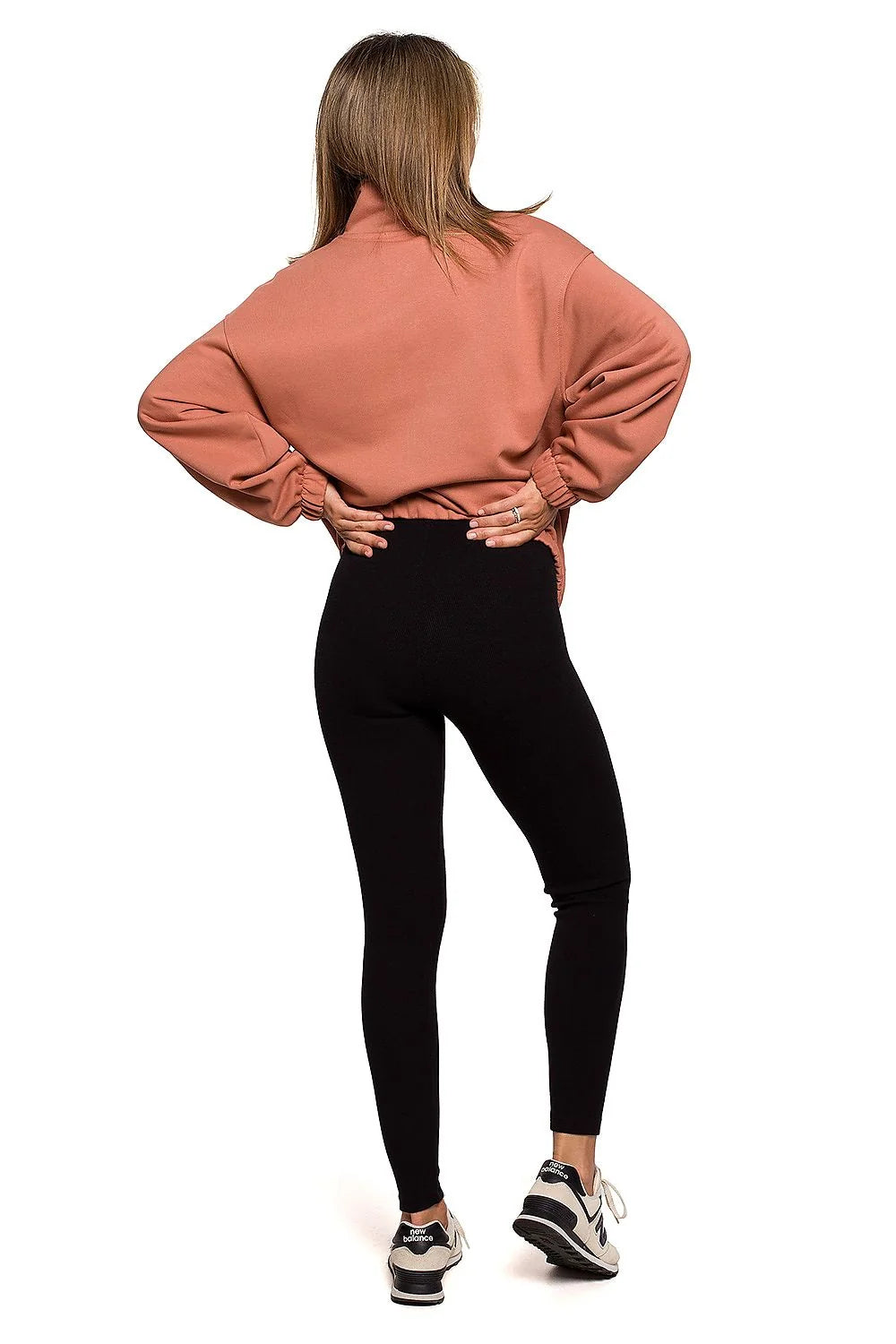 Ensemble casual femme coton doux respirant sweatshirt noir ample leggings terracotta confort tendance