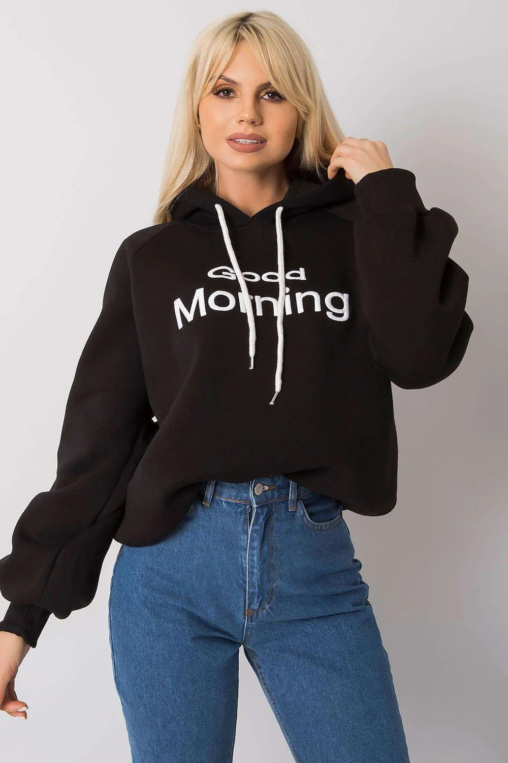 Sweatshirt femme oversize coton polyester bleu vif urbain moderne confortable manches longues GRL PWR