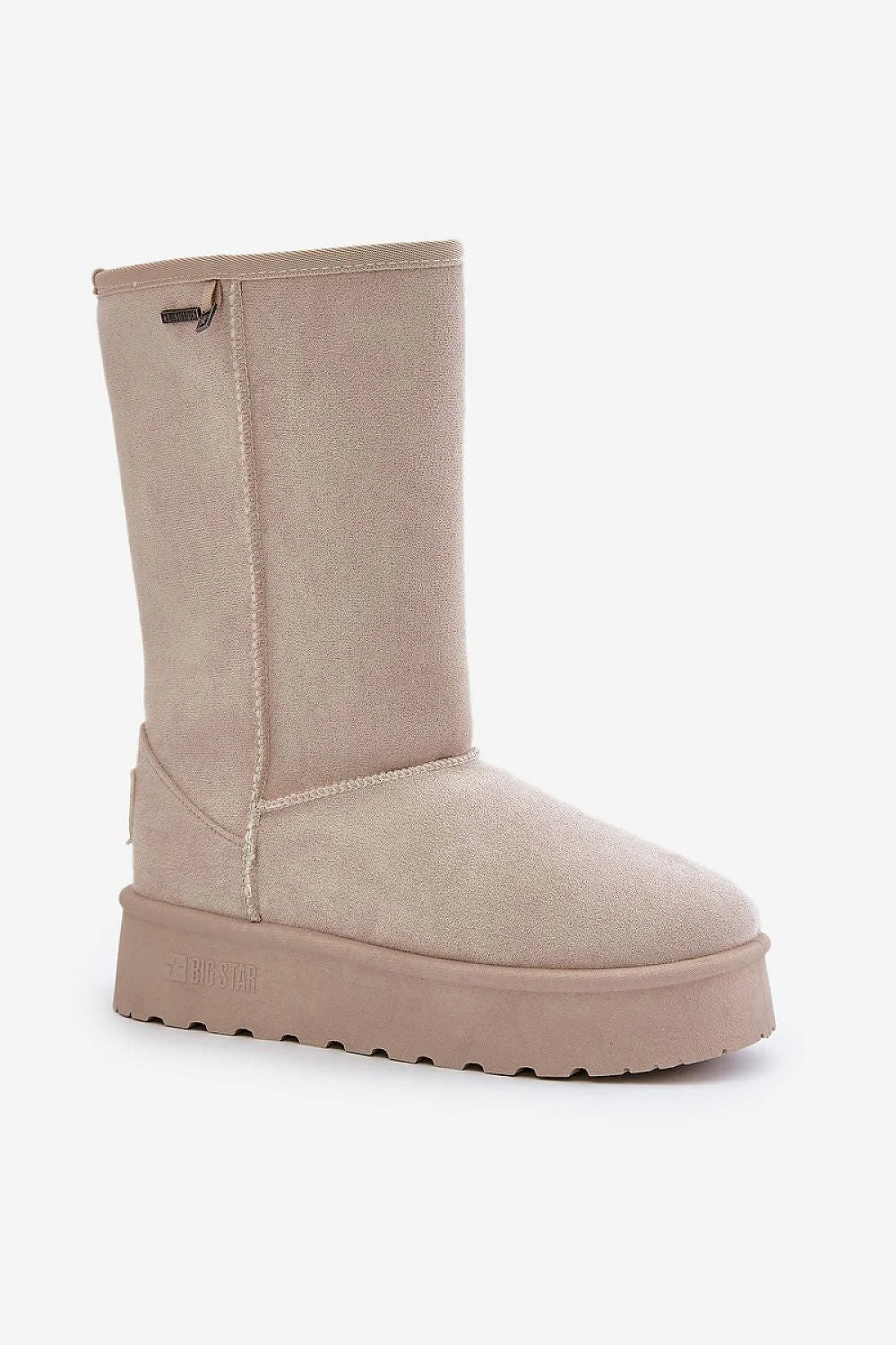 Bottes de neige suédine beige confortables style minimaliste semelle épaisse antidérappante pour femmes modernes élégantes