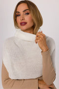Infinity écharpe cachecou colmontant chauffeepaules capelet maille ajourée crème courte épaules dégagées cosy chic doux duveteux tissé lâchement