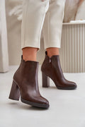 Bottes femmes cuir marron talon bloc élégance intemporelle style moderne cheville ajustée doublure chaude occasion多种多様