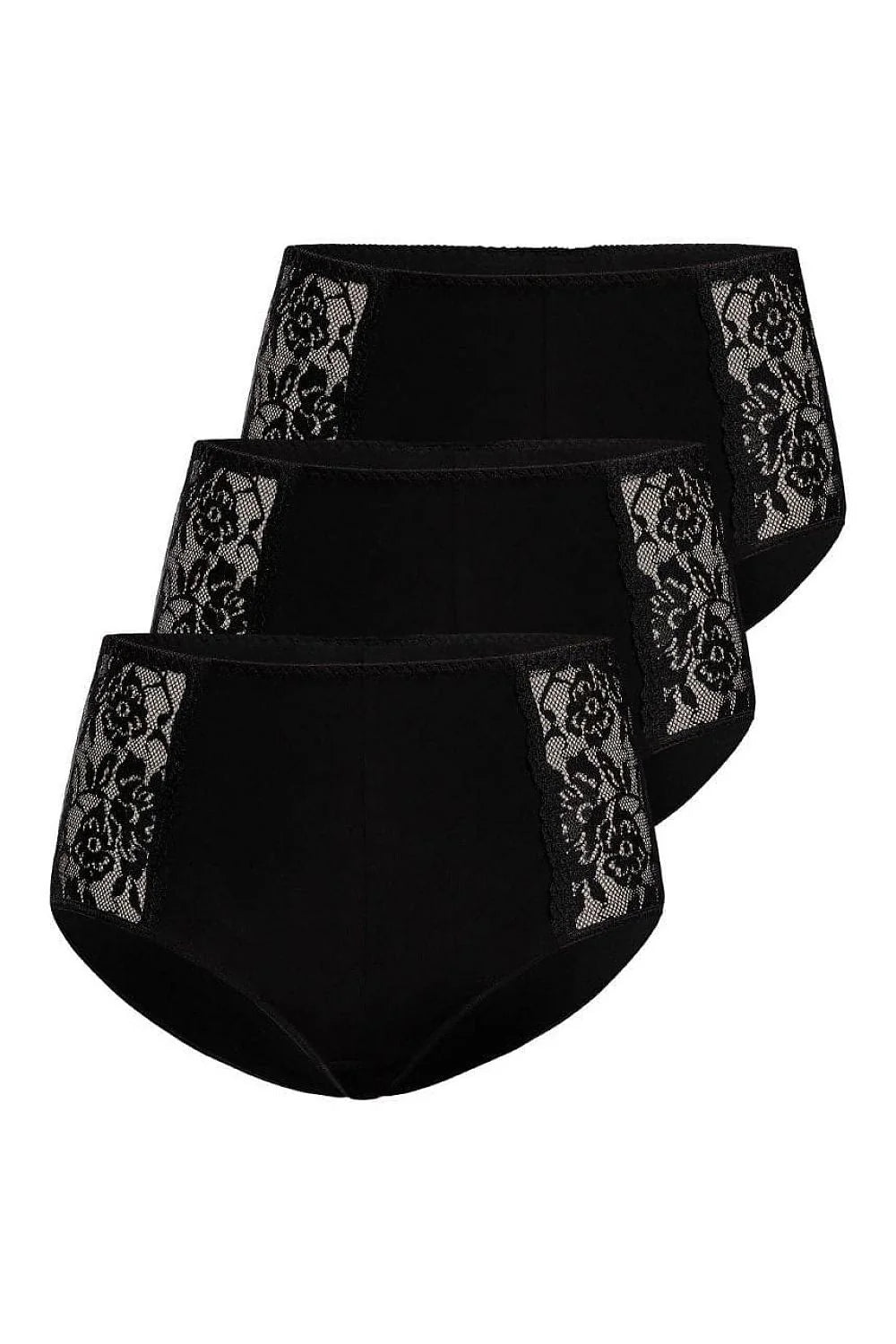 Ensemble de culottes Teyli haute taille noir coton Lycra dentelle florale doux confort femmes tailles variées