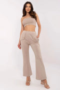 Ensemble femme cropped top et pantalon flare beige moderne style décontracté tissu respirant occasions casual