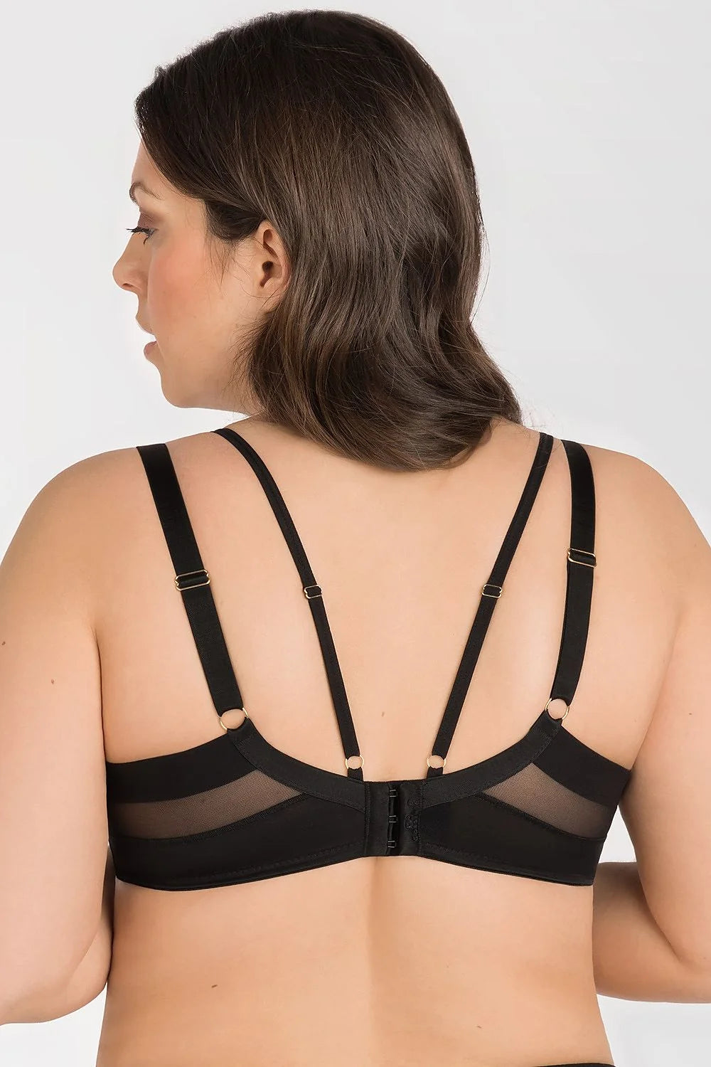 Soutien-gorge Gorsenia Soft Design Moderne Élégant Matériaux Mixtes Transparence Tissu Opaque Finitions Soignées Fermetures Ajustables Femme