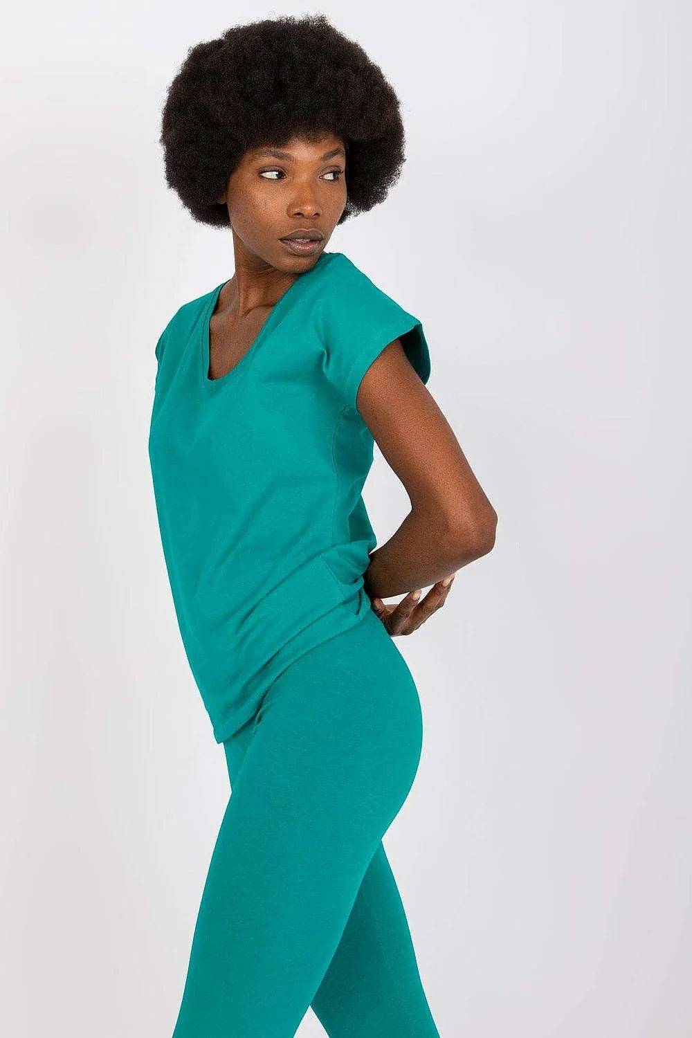 Ensemble T-shirt et Leggings Casual Sportif Coton Elasthanne Femme