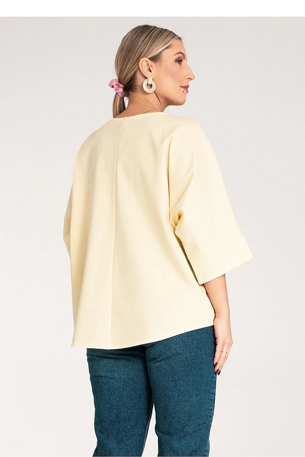 Chemisier Figl Femme Style Moderne Élégant Manches larges en revers Coton Élasthanne Polyester Floral Décontracté Occasions quotidiennes et semi-formelles
