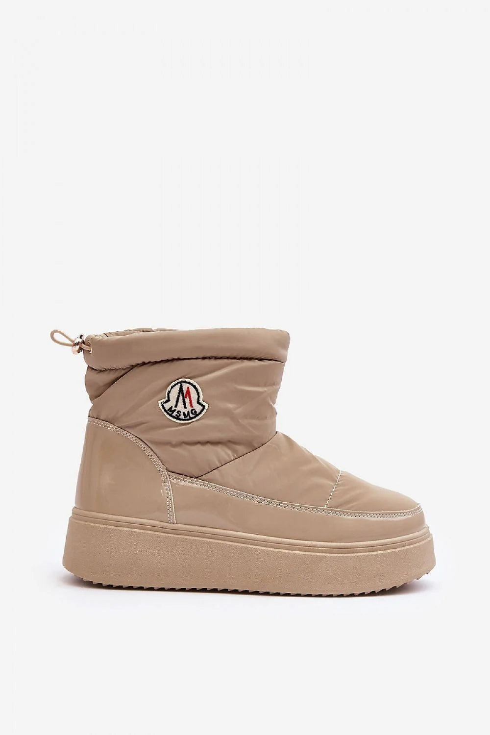 Bottes de neige modernes pour femmes style minimaliste beige tige moyenne plateforme 3.5 cm fourrure intérieure imperméable