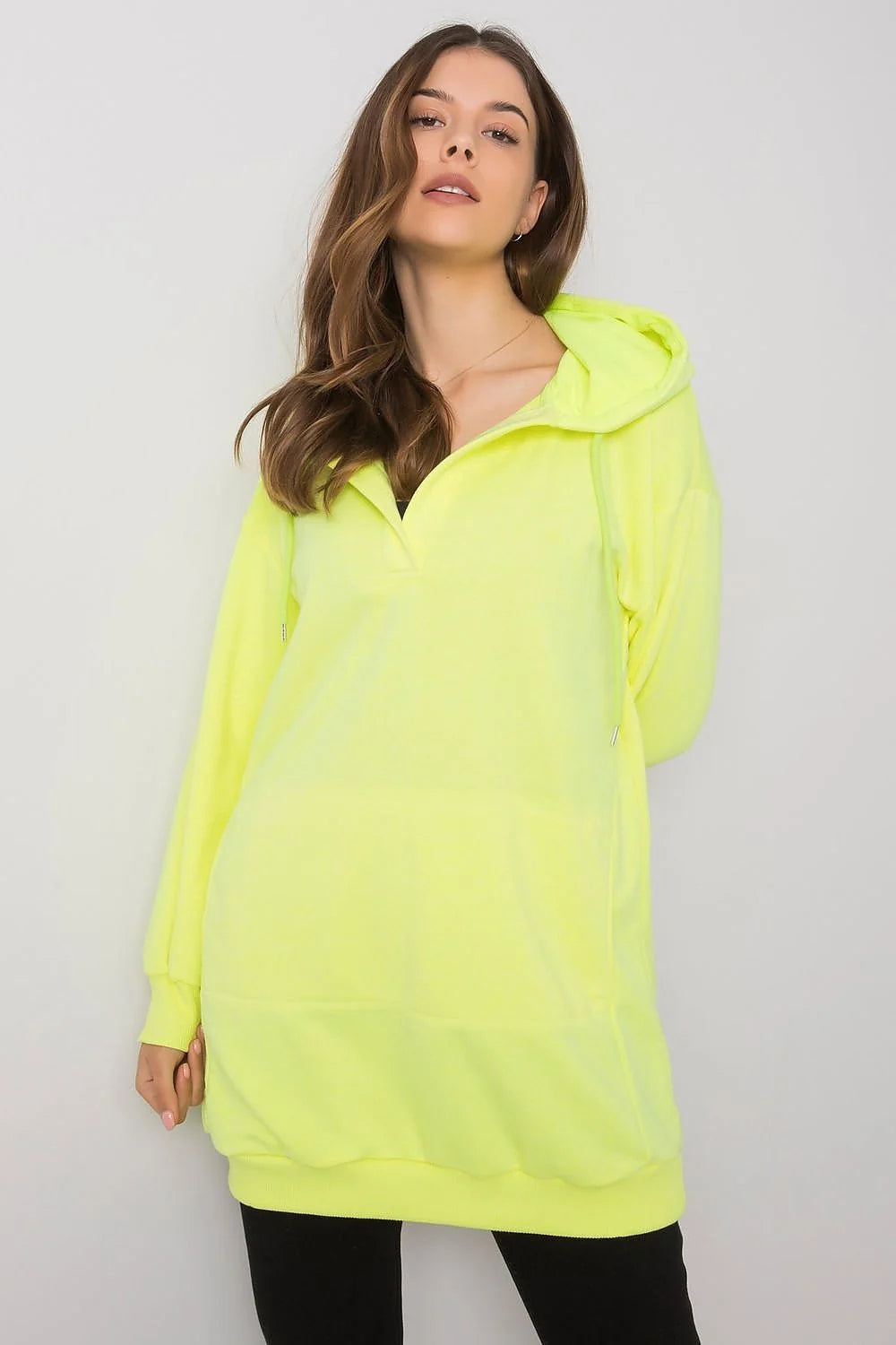 Sweatshirt à capuche pour femme moderne oversize couleur rose néon coton polyester poche kangourou style décontracté occasions multiples