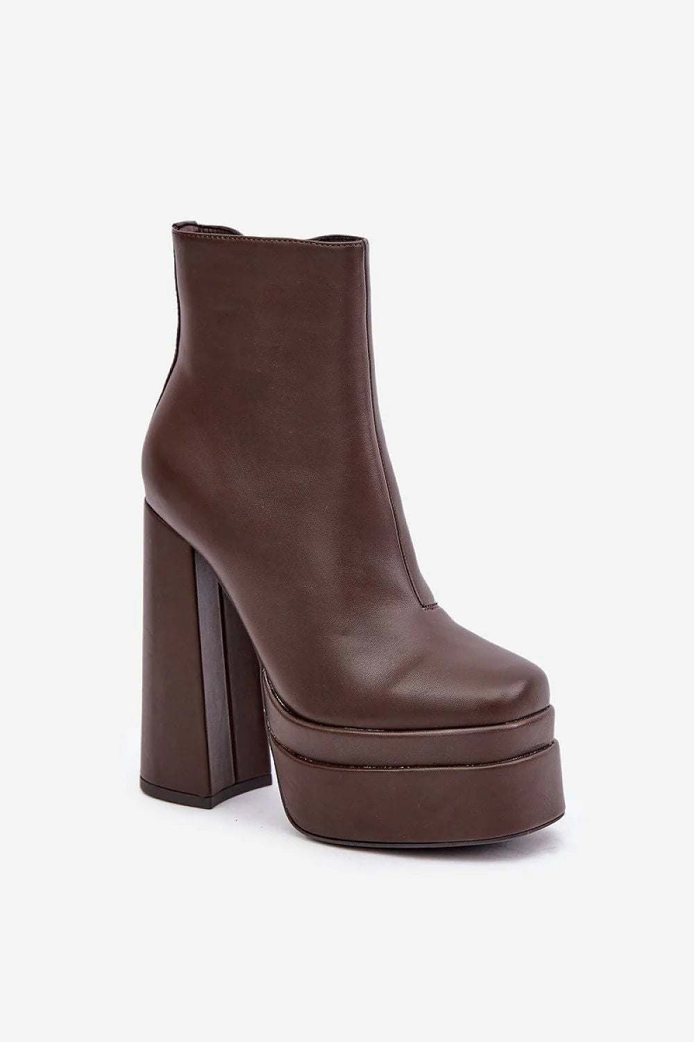 Bottes pour femmes en cuir écologique talon block 10 cm plateforme épaisse fermeture éclair intérieure doublure fourrure synthétique confortable style moderne audacieux