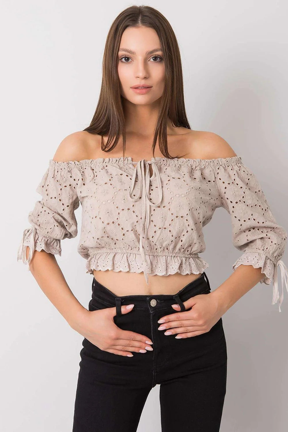 Ensemble féminin bohème été crop top jupe longue coton dentelle noire grise taille ajustable femme