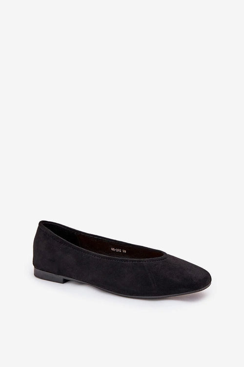 Ballerines élégantes pour femmes style classique daim écologique talon plat confort tout le jour noir tailles 36-41
