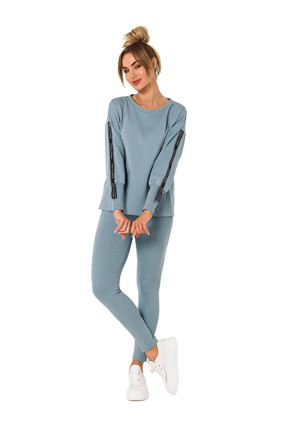 Ensemble pull et jupe femme verte vive manches longues style sportif coton élasthanne