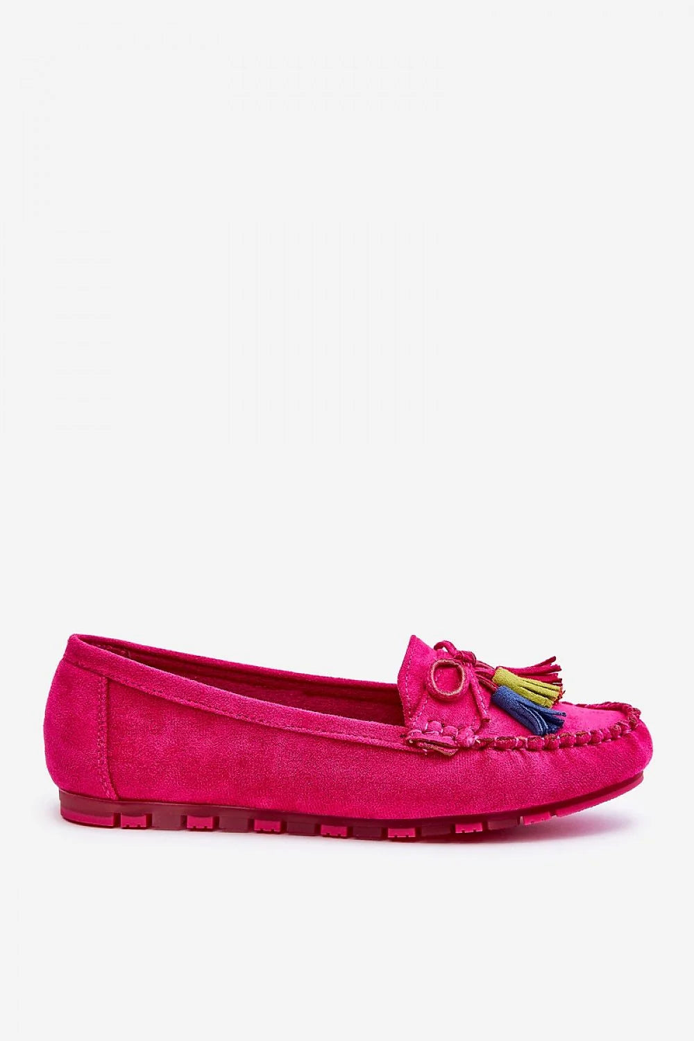 Mocassins femmes style classique couleur rose vif en daim éco-suede confortable avec plateforme 1 cm