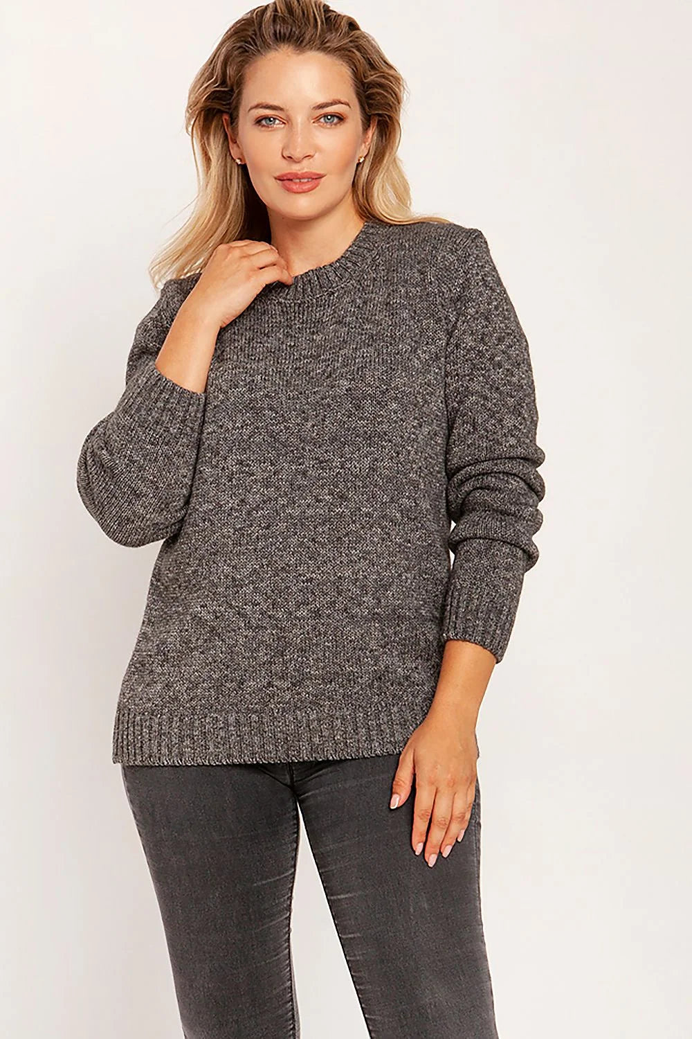 Pull femme en acrylique coupe droite motifs chinés élégant confortable pour saisons fraîches modernes