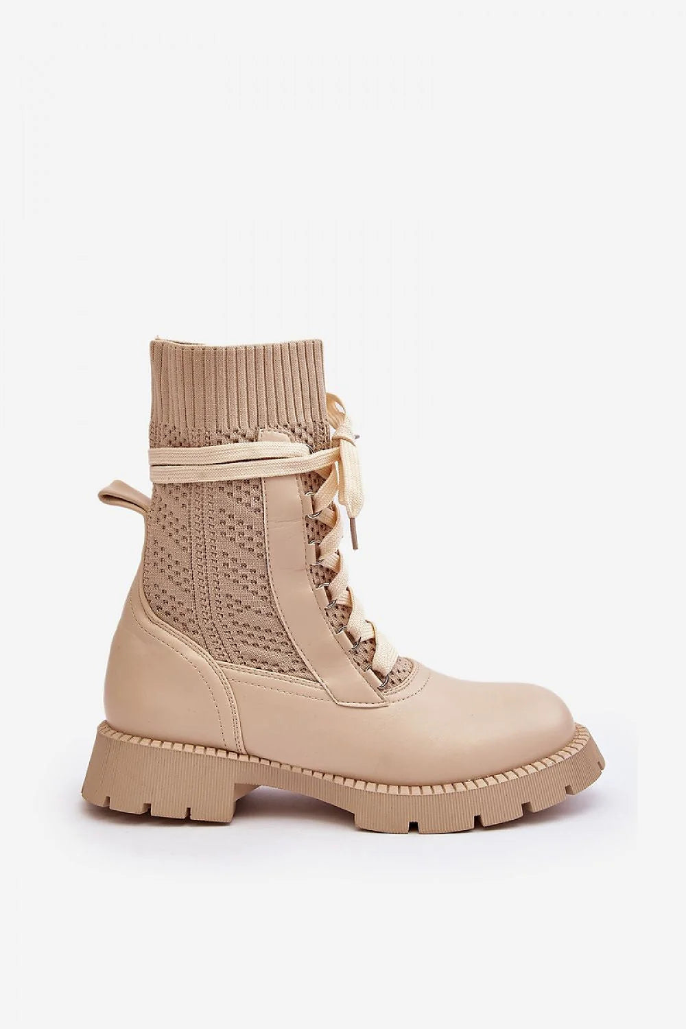 Bottines femmes style moderne élégant cuir écologique tissu lacets talon plat plateforme confortables tous les jours