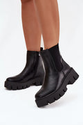 bottines Chelsea femme noires similicuir tige cheville zip interieur empiècements élastiques latéraux semelle plateforme crantée doublure chaude confort maintien rock