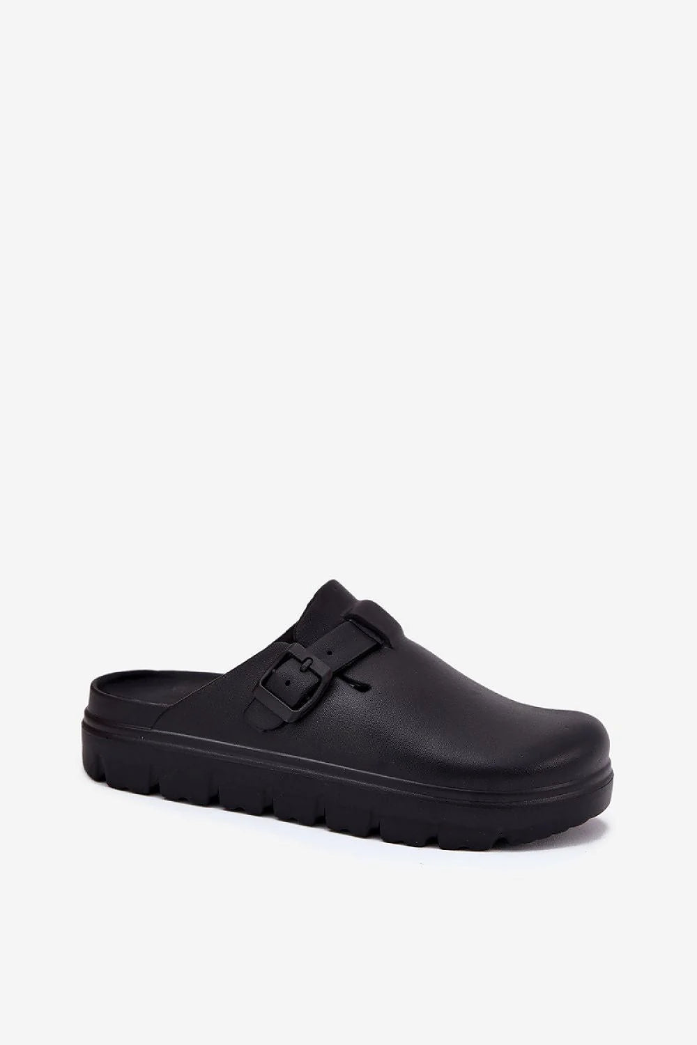 Mules modernes pour femmes style minimaliste semelle épaisse couleur noire matériau caoutchouc confort tout le jour