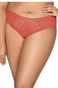 culotte féminine élégante dentelle florale corail satin nœud satiné mihaute couvrante maintien quotidien confortable doux extensible maille lisse finition soyeuse