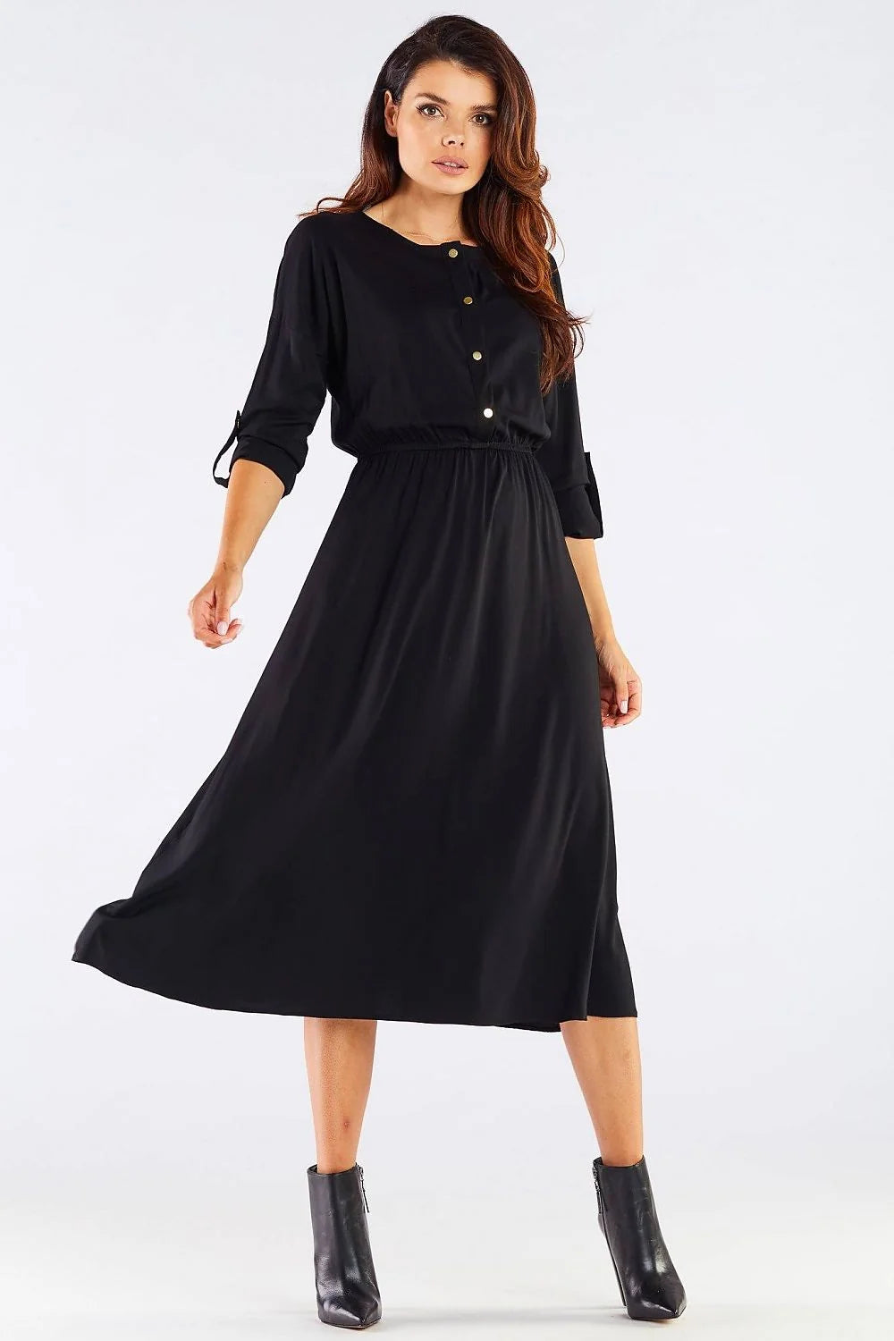 Robe midi légère bordeaux manches kimono élégante femme ajustable travail sortie style confort