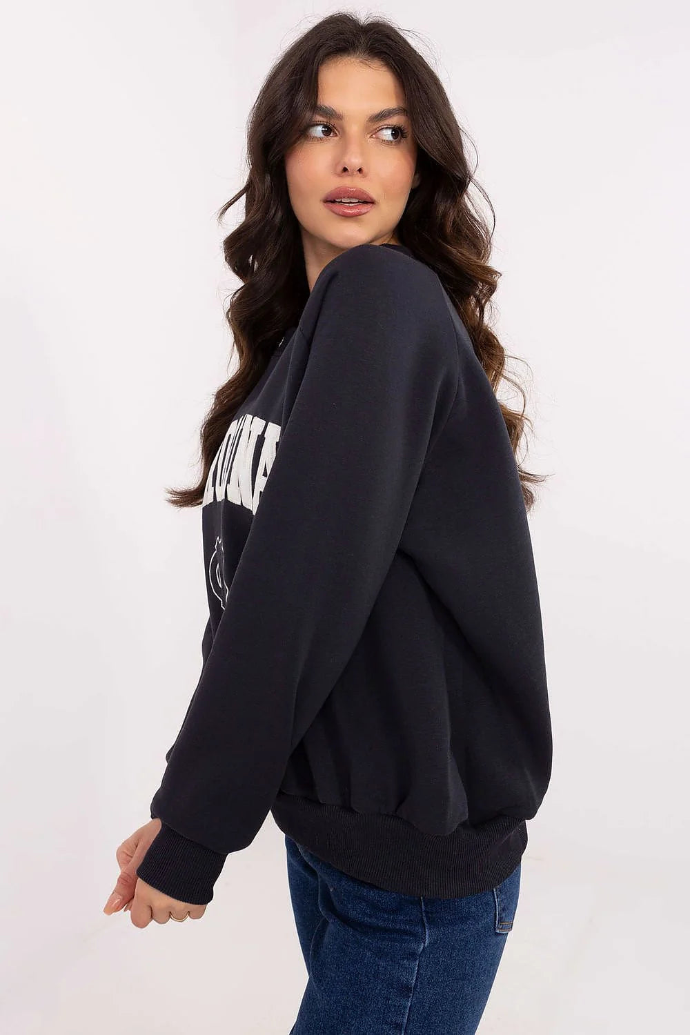 Sweatshirt femme style décontracté col rond manches longues coton polyester logo Carolina