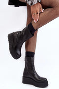 Maciejka bottines femme cuir suédé naturel plateforme massive mi mollet tige 24cm semelle crantée antidérapante fermeture arrière bout arrondi confortable