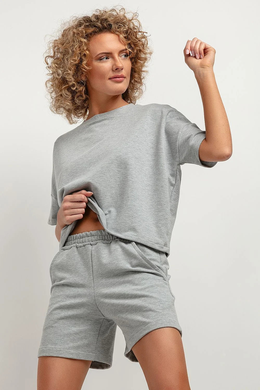 Ensemble Casual T-shirt Large et Short Haute Taille Élastiquée Femme