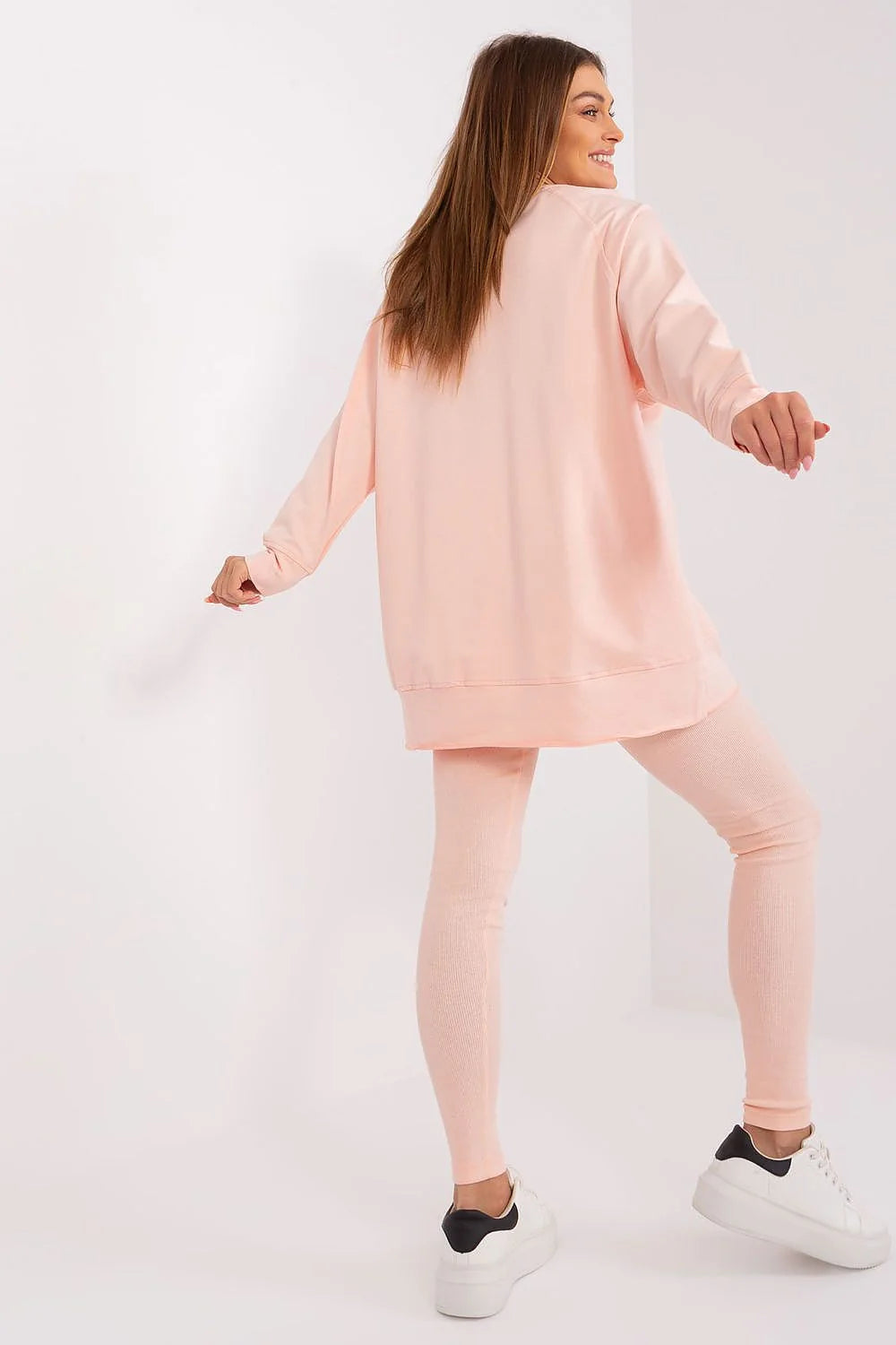 Ensemble Femme Casual Confortable NYC Print Rose Pâle Sweatshirt Leggings Coupe Aline Ajustée Matière Douce Élasthanne Mode Urbaine Tendances 2023