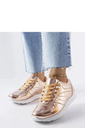 Baskets mode femmes élégance sportive design moderne doré rose métallisé semelle caoutchouc blanc ajustement parfait